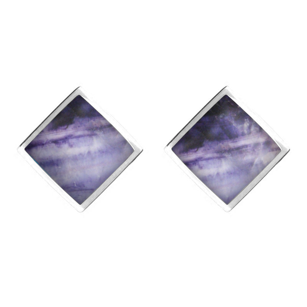 Sterling Silver Blue John Rhombus Earrings. E015.