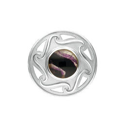 Sterling Silver Blue John Round Celtic Framed Brooch. m197.