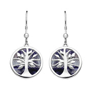 Sterling Silver Blue John Round Tree of Life Drop Earrings E2485