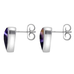 Sterling Silver Blue John Small Curved Triangle Stud Earrings. E061. 
