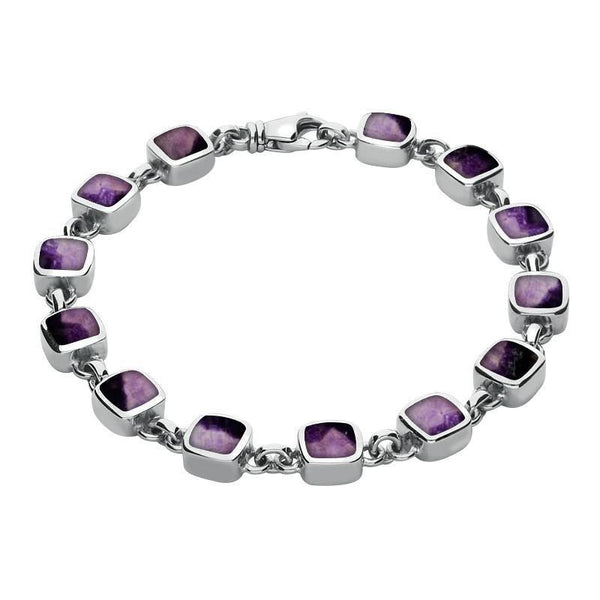 Sterling Silver Blue John Square Cushion Bracelet. B538.