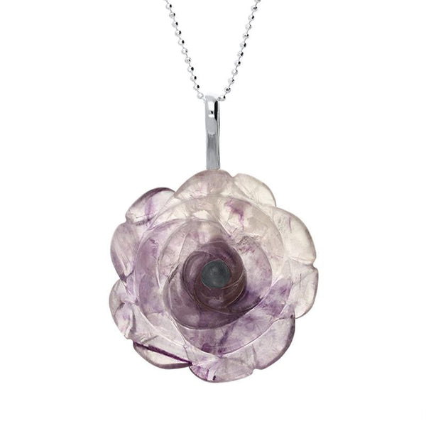 Sterling Silver Blue John Tuberose Rose Necklace P3321C