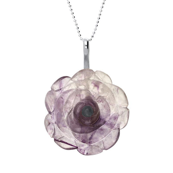 Sterling Silver Blue John Tuberose Rose Necklace P3321C