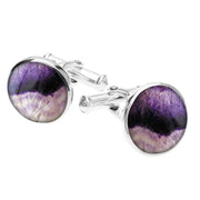 Sterling Silver Blue John Tudor Rose Back Cufflinks CL463