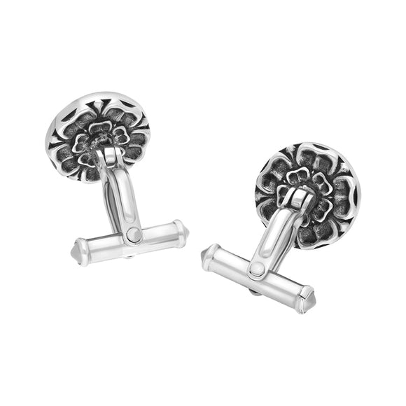 Sterling Silver Blue John Tudor Rose Back Cufflinks CL463