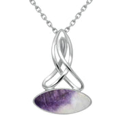 Sterling Silver Blue John Wide Marquise Celtic Necklace P1393