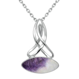Sterling Silver Blue John Wide Marquise Celtic Necklace P1393