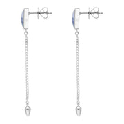 Sterling Silver Blue Lace Agate Lineaire Long Drop Stud Earrings E2240