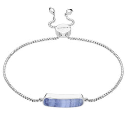 Sterling Silver Blue Lace Agate Lineaire Petite Bracelet B1072