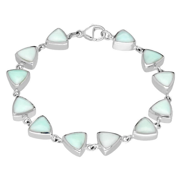 Sterling Silver Chrysoprase Curved Triangle Bracelet B244