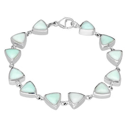 Sterling Silver Chrysoprase Curved Triangle Bracelet B244