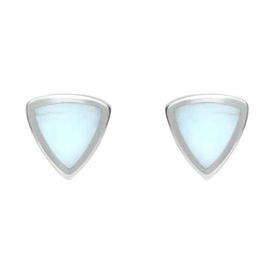 Sterling Silver Chrysoprase Small Curved Triangle Stud Earrings E061