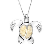 Sterling Silver Coquina Large Two Stone Turtle Necklace P2582