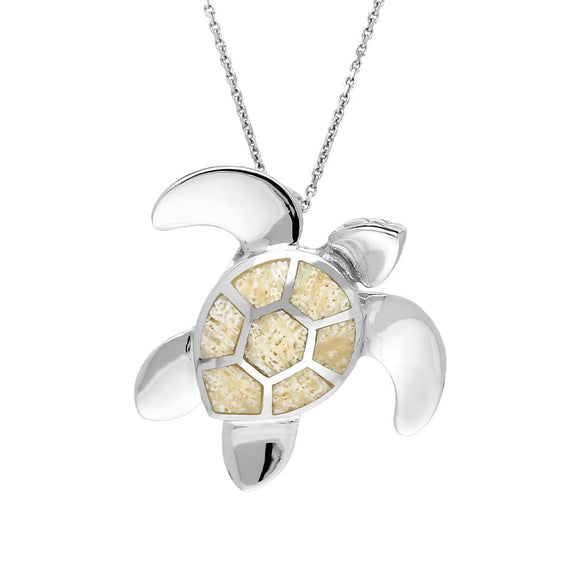 Sterling Silver Coquina Medium Seven Stone Turtle Necklace P2584