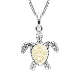 Sterling Silver Coquina Tiny Single Stone Turtle Necklace P2578