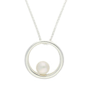 Sterling Silver Freshwater Pearl Circle Necklace, P2526.