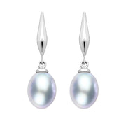 Sterling Silver Grey Pearl Drop Earrings, E1355.