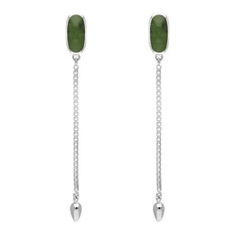 Sterling Silver Jade Lineaire Long Drop Stud Earrings, E2240.