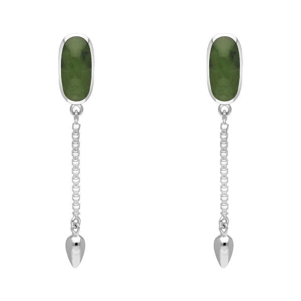 Sterling Silver Jade Lineaire Medium Drop Stud Earrings, E2241.