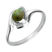 Sterling Silver Labradorite Offset Pear Ring R071