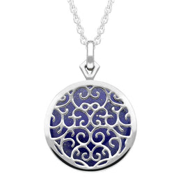 Sterling Silver Lapis Lazuli Flore Filigree Necklace P2339C