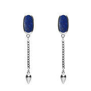 Sterling Silver Lapis Lazuli Lineaire Medium Drop Stud Earrings E2241