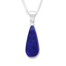 Sterling Silver Lapis Lazuli Long Pear Necklace. P167.