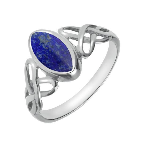 Sterling Silver Lapis Lazuli Marquise Celtic Ring. R462.