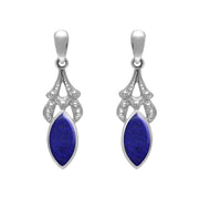 Sterling Silver Lapis Lazuli Marquise Drop Earrings. E075.
