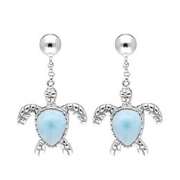 Sterling Silver Larimar Turtle Drop Earrings E1934