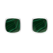 Sterling Silver Malachite Small Dinky Cushion Stud Earrings E335