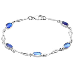 Sterling Silver Moonstone Oval Spoon Bracelet, B231.