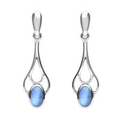 Sterling Silver Moonstone Spoon Drop Earrings, E138