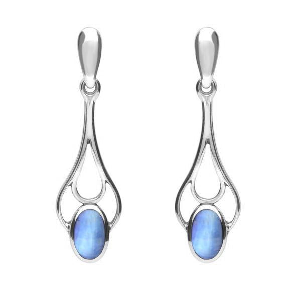 Sterling Silver Moonstone Spoon Drop Earrings, E138