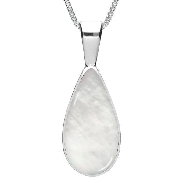 Sterling Silver Mother of Pearl Classic Teardrop Necklace. P024.