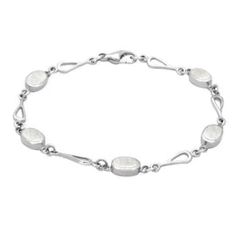 Sterling Silver Mother of Pearl Oval Spoon Bracelet. B231.