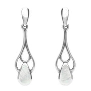 Sterling Silver Mother of Pearl Pear Spoon Earrings. E139. 