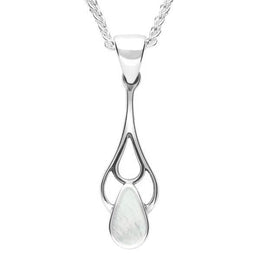 Sterling Silver Mother of Pearl Pear Spoon Necklace. P162.