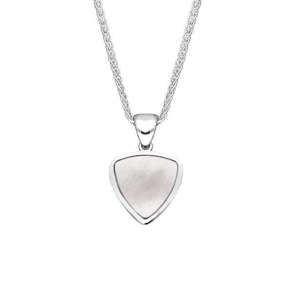 Sterling Silver Mother of Pearl Small Curved Triangle Necklace. P323.