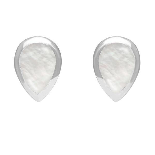 Sterling Silver Mother of Pearl Small Teardrop Stud Earrings. E768.