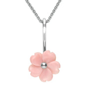 Sterling Silver Pink Conch Tuberose 15mm Gypsophila Necklace