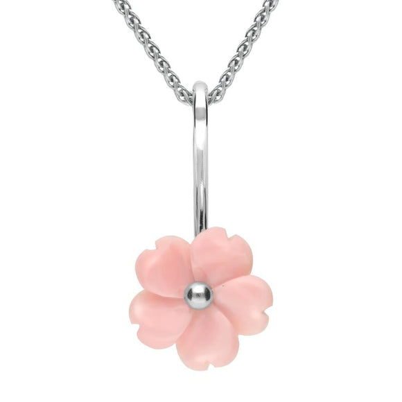 Sterling Silver Pink Conch Tuberose 15mm Gypsophila Necklace