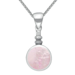 Sterling Silver Pink Mother of Pearl Bottle Top Necklace P010
