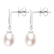 Sterling Silver Pink Pearl Drop Earrings, E1353.