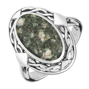 Sterling Silver Preseli Bluestone Oval Celtic Ring. R128.