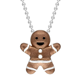 Sterling Silver Rose Gold Gingerbread Man Pendant P3424C