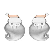 Sterling Silver Rose Gold Santa Face Earrings E2470