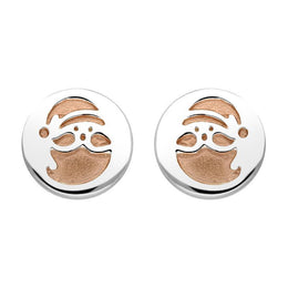 Sterling Silver Rose Gold Santa Stencil Stud Earrings E2471