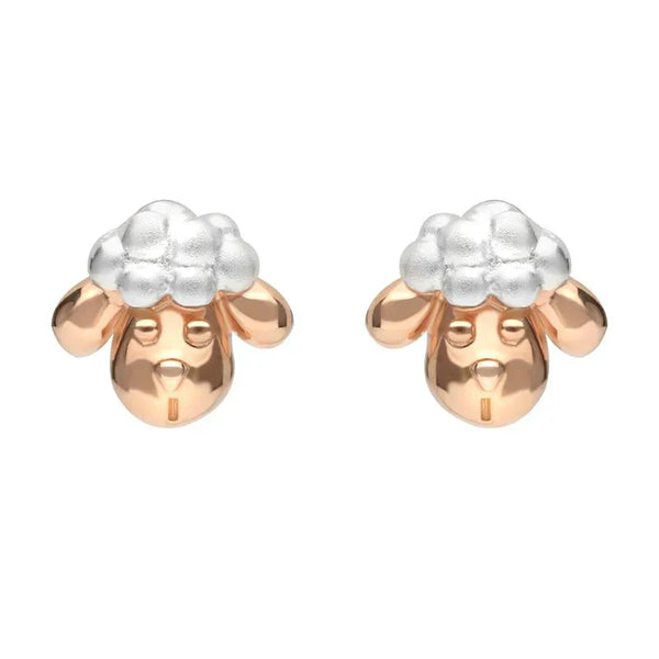 Sterling Silver Rose Gold Ashbourne Show Sheep Head Earrings E2231