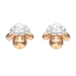 Sterling Silver Rose Gold Ashbourne Show Sheep Head Earrings E2231
